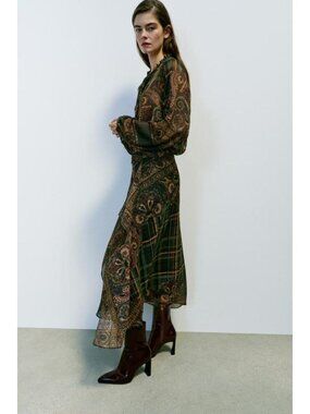 ZARA ASYMMETRIC PRINTED MIDI SKIRT 8779/236/330